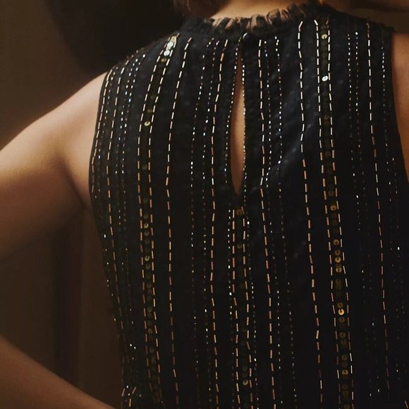 Brand New Gorgeous Let Me Be 2-Piece Beaded Black Tank and Skirt Set - Picture 4 of 16